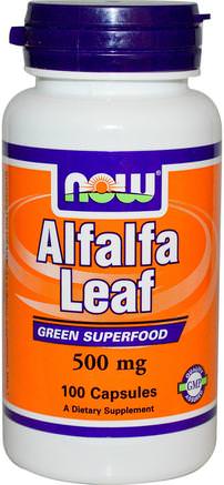 Alfalfa Leaf, 500 mg, 100 Veg Capsules by Now Foods-Örter, Alfalfa