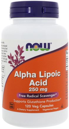 Alpha Lipoic Acid, 250 mg, 120 Veg Capsules by Now Foods-Kosttillskott, Antioxidanter, Alfa Lipoinsyra