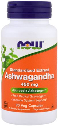 Ashwagandha, 450 mg, 90 Veg Capsules by Now Foods-Örter, Ashwagandha Medania Somnifera, Adaptogen