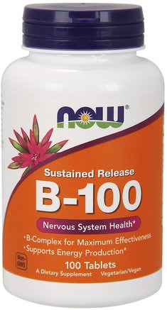 B-100, Sustained Release, 100 Tablets by Now Foods-Vitaminer, Vitamin B, Vitamin B-Komplex, Vitamin B-Komplex 100