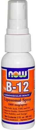 B-12 Liposomal Spray, 1.000 mcg, 2 fl oz (59 ml) by Now Foods-Vitaminer, Vitamin B