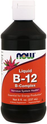 B-12, Liquid, B-Complex, 8 fl oz (237 ml) by Now Foods-Vitaminer Vätska, Vitamin B, Vitamin B12, Vitamin B12 - Vätska