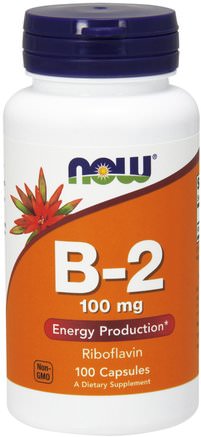 B-2, 100 mg, 100 Capsules by Now Foods-Vitaminer, Vitamin B, Vitamin B2 - Riboflavin