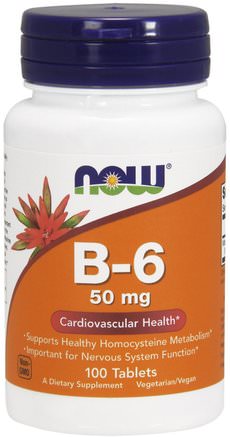 B-6, 50 mg, 100 Tablets by Now Foods-Vitaminer, Vitamin B, Vitamin B6 - Pyridoxin