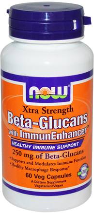Beta-Glucans, with ImmunEnhancer, Extra Strength, 250 mg, 60 Veg Capsules by Now Foods-Kosttillskott, Beta Glukan, Kall Influensa Och Viral, Larix