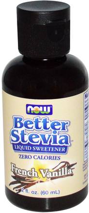 Better Stevia, Liquid Sweetener, French Vanilla, 2 fl oz (60 ml) by Now Foods-Mat, Sötningsmedel, Stevia