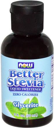 Better Stevia Liquid Sweetener, Glycerite, 2 fl oz (60 ml) by Now Foods-Mat, Sötningsmedel, Stevia