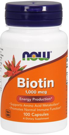 Biotin, 1000 mcg, 100 Capsules by Now Foods-Vitaminer, Vitamin B, Biotin