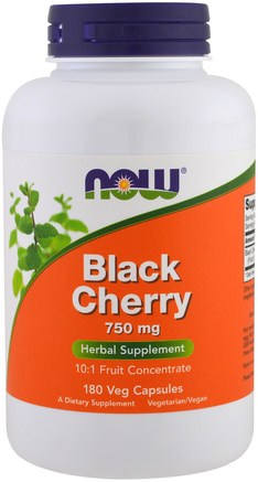 Black Cherry Fruit, 750 mg, 180 Veg Capsules by Now Foods-Kosttillskott, Frukt Extrakt