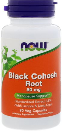 Black Cohosh Root, 80 mg, 90 Veg Capsules by Now Foods-Hälsa, Kvinnor, Svart Cohosh, Svart Cohosh Menopaus, Dong Quai