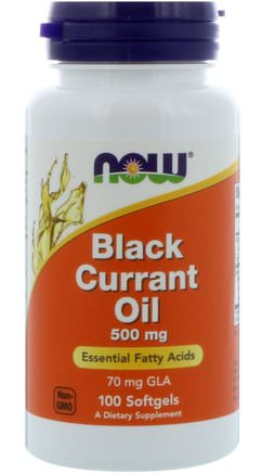 Black Currant Oil, 500 mg, 100 Softgels by Now Foods-Kosttillskott, Efa Omega 3 6 9 (Epa Dha), Svart Vinbär