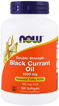 Black Currant Oil, Double Strength, 1000 mg, 100 Softgels by Now Foods-Kosttillskott, Efa Omega 3 6 9 (Epa Dha), Svart Vinbär
