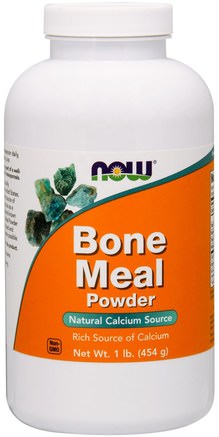Bone Meal, Powder, 1 lb (454 g) by Now Foods-Kosttillskott, Mineraler, Benmjölkspulver, Kalcium