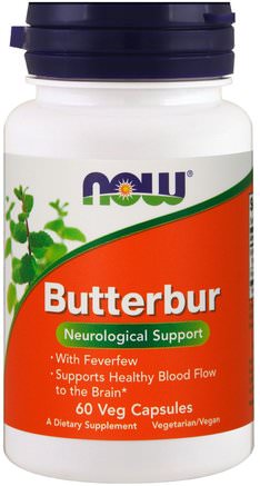 Butterbur, 60 Veg Capsules by Now Foods-Hälsa, Allergier, Butterbur, Huvudvärk