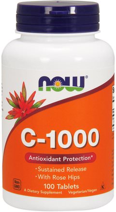 C-1000, 100 Tablets by Now Foods-Vitaminer, Vitamin C, Vitamin C Bioflavonoider Stegor