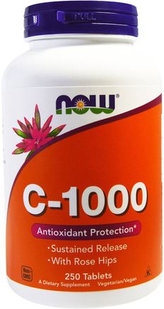 C-1000, 250 Tablets by Now Foods-Vitaminer, Vitamin C, Rosen Höfter