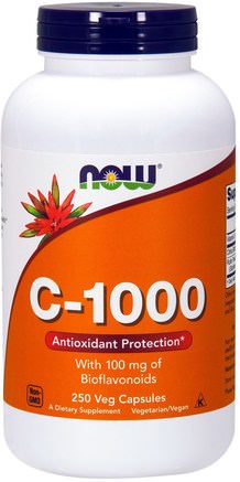 C-1000, With 100 mg of Bioflavonoids, 250 Veg Capsules by Now Foods-Vitaminer, Vitamin C, Bioflavonoider