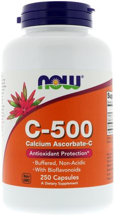 C-500, Calcium Ascorbate-C, 250 Capsules by Now Foods-Vitaminer, Tillskott, Kalcium Askorbat