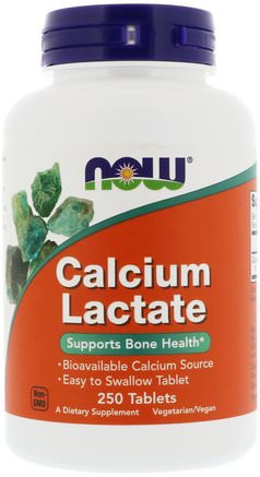 Calcium Lactate, 250 Tablets by Now Foods-Kosttillskott, Mineraler, Kalcium Och Magnesium, Kalciumlaktat