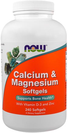 Calcium & Magnesium, with Vitamin D-3 and Zinc, 240 Softgels by Now Foods-Vitaminer, Vitamin D3, Tillskott, Mineraler