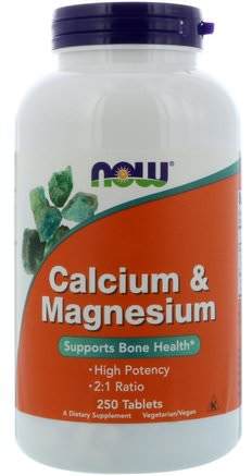 Calcium & Magnesium, 250 Tablets by Now Foods-Kosttillskott, Mineraler, Kalcium Och Magnesium
