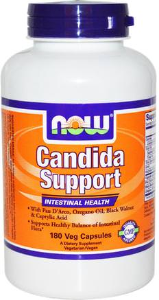 Candida Support, 180 Veg Capsules by Now Foods-Kosttillskott, Kaprylsyra, Hälsa, Candida