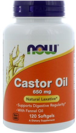 Castor Oil, 650 mg, 120 Softgels by Now Foods-Hälsa, Hud, Ricinolja