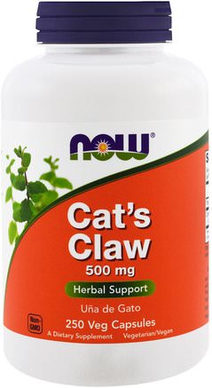 Cats Claw, 500 mg, 250 Veg Capsules by Now Foods-Örter, Kattklo (Ua De Gato), Viktminskning, Kost