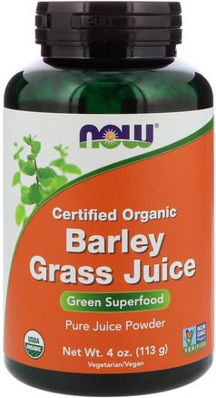 Certified Organic Barley Grass Juice, 4 oz (113 g) by Now Foods-Kosttillskott, Superfoods, Korngräs
