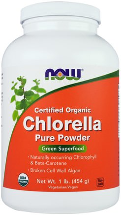 Certified Organic Chlorella, 100% Pure Powder, 1 lb (454 g) by Now Foods-Kosttillskott, Superfoods, Chlorella Organiska