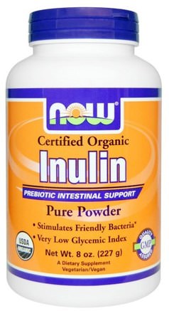 Certified Organic Inulin, Pure Powder, 8 oz (227 g) by Now Foods-Kosttillskott, Fiber, Inulin
