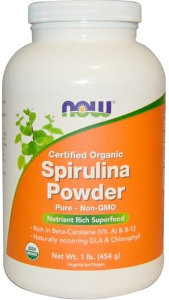 Certified Organic Spirulina Powder, 1 lb (454 g) by Now Foods-Kosttillskott, Spirulina