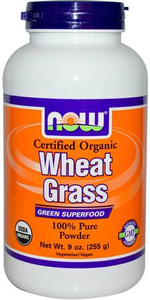 Certified Organic Wheat Grass, 9 oz (255 g) by Now Foods-Mat, Vete Produkter, Superfoods, Vete Gräs