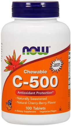 Chewable C-500, Cherry-Berry Flavor, 100 Tablets by Now Foods-Vitaminer, Vitamin C