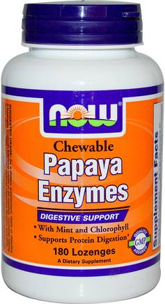 Chewable Papaya Enzymes, 180 Lozenges by Now Foods-Kosttillskott, Enzymer, Papaya Papain