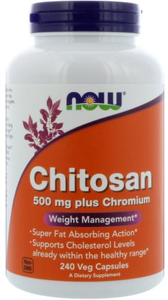 Chitosan, 500 mg, 240 Veg Capsules by Now Foods-Viktminskning, Kost, Kitosan, Mineraler, Krom