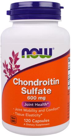 Chondroitin Sulfate, 600 mg, 120 Capsules by Now Foods-Kosttillskott, Nötkreaturprodukter, Kondroitin, Glukosamin Kondroitin