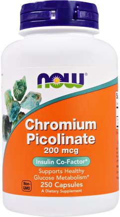 Chromium Picolinate, 200 mcg, 250 Capsules by Now Foods-Kosttillskott, Mineraler, Krompikolinat