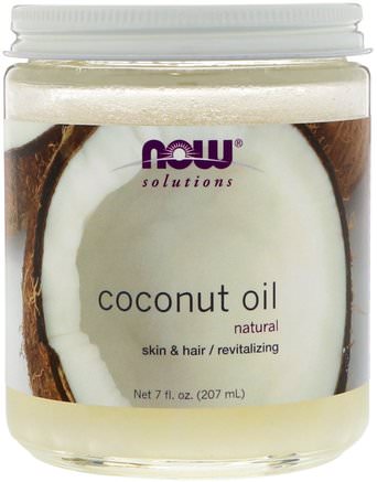 Solutions, Coconut Oil, 7 fl oz (207 ml) by Now Foods-Bad, Skönhet, Kokosnötolja, Nu Matbad, Nu Matoljor