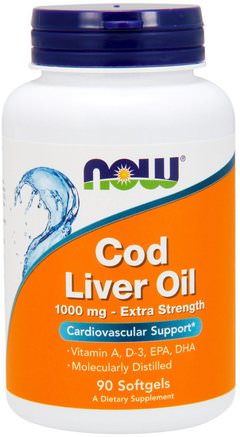 Cod Liver Oil, 1.000 mg, 90 Softgels by Now Foods-Kosttillskott, Efa Omega 3 6 9 (Epa Dha), Torskleverolja, Mjölkgeler För Torskleverolja