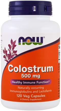 Colostrum, 500 mg, 120 Veggie Caps by Now Foods-Kosttillskott, Laktoferrin, Nötkreaturprodukter, Kolostrum