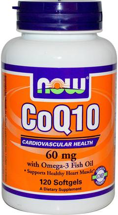 CoQ10, 60 mg, 120 Softgels by Now Foods-Kosttillskott, Antioxidanter, Koenzym Q10