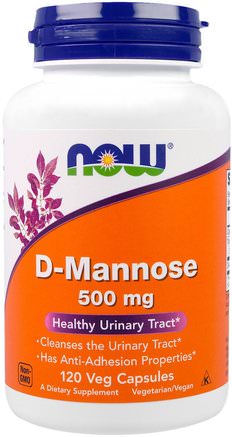 D-Mannose, 500 mg, 120 Veggie Caps by Now Foods-Kosttillskott, D-Mannos