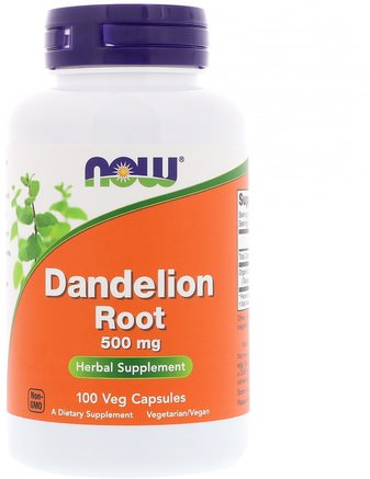 Dandelion Root, 500 mg, 100 Veg Capsules by Now Foods-Örter, Maskrosrot
