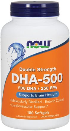 DHA-500/EPA-250, Double Strength, 180 Softgels by Now Foods-Kosttillskott, Efa Omega 3 6 9 (Epa Dha), Dha