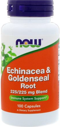 Echinacea & Goldenseal Root, 100 Capsules by Now Foods-Kosttillskott, Antibiotika, Echinacea Och Goldenseal, Echinacea Kapslar Tabletter