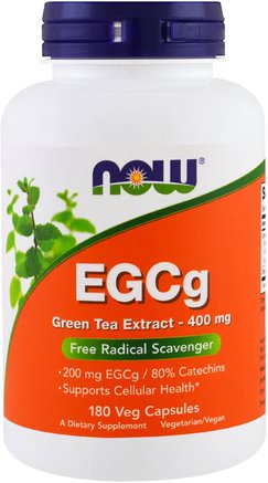 EGCg, Green Tea Extract, 400 mg, 180 Veg Capsules by Now Foods-Kosttillskott, Antioxidanter, Egcg