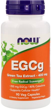 EGCg, Green Tea Extract, 400 mg, 90 Veg Capsules by Now Foods-Kosttillskott, Antioxidanter, Grönt Te, Örter, Egcg