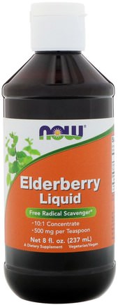 Elderberry Liquid, 8 fl oz (237 ml) by Now Foods-Hälsa, Kall Influensa Och Viral, Elderberry (Sambucus)