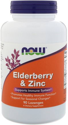 Elderberry & Zinc, 90 Lozenges by Now Foods-Vitaminer, Vitamin C, Vitamin C Plus Örter
